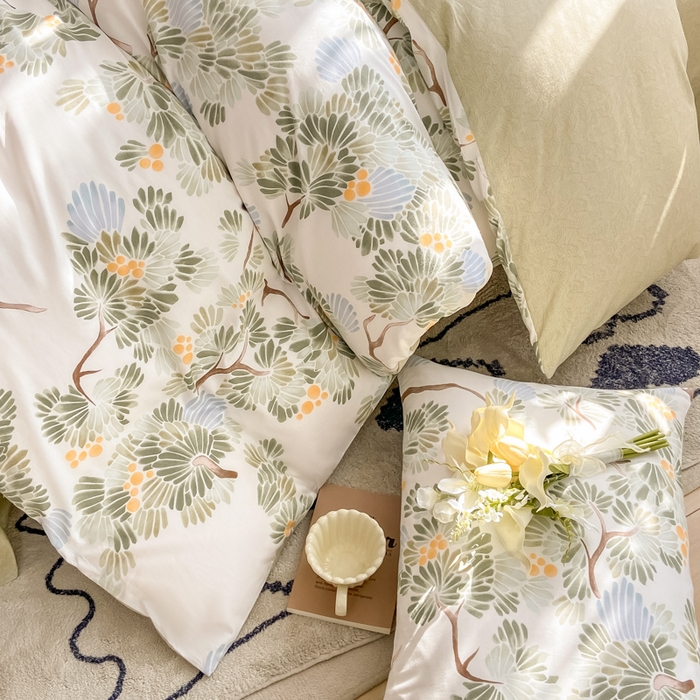 91家纺网 家纺一手货源 找家纺 宜家坊 2025早春新品全棉纯棉喷气13070小清新印花纯棉四件套-风格二 萝樱