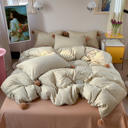 金爱家 2025新款亲肤舒适纯棉双层纱四件套 双层纱-复古花园