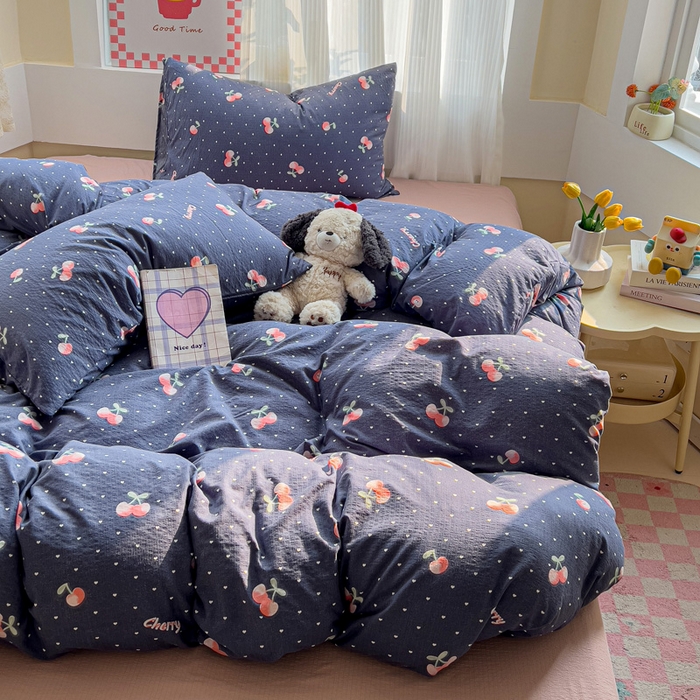 91家纺网 家纺一手货源 找家纺 优选 2025新款加厚云感棉双层纱四件套小碎花被套床单床笠款学生三件套新款直播热款 大吉大厘