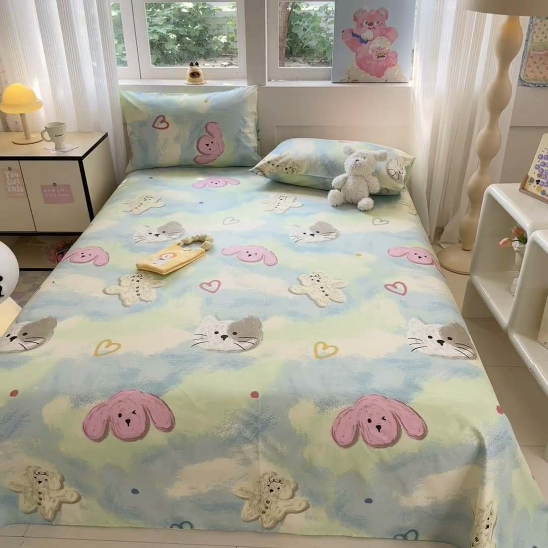 91家纺网 家纺一手货源 找家纺 吉象家纺 2025新款高支密全棉印花单品系列-单床单 蜡笔画