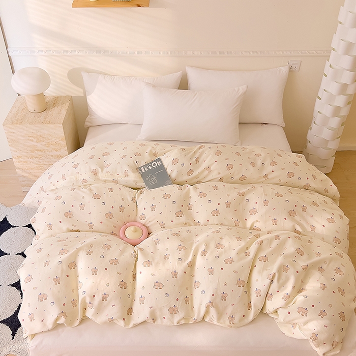 91家纺网 家纺一手货源 找家纺 DoDo 兜兜 2026新款全棉双层纱印花单被套（可定做尺寸） 可爱小象