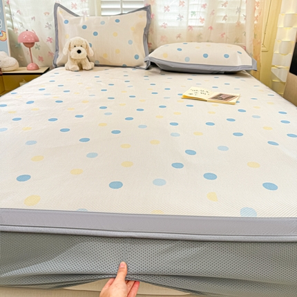 2025新款小清新数码印花床笠款冰藤席 床笠彩物语