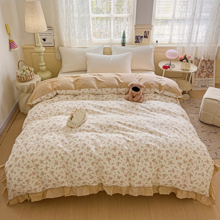 91家纺网 家纺一手货源 找家纺 （总）忆生活家纺 2025新款韩版全棉花边款-单被套系列