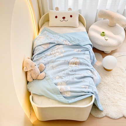 御棉坊 2025新款A类50天丝数码印花夏被子被芯 城堡飞船蓝