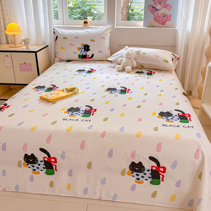 91家纺网 家纺一手货源 找家纺 吉象家纺 2025新款高支密全棉印花单品系列-单床单 靴子猫