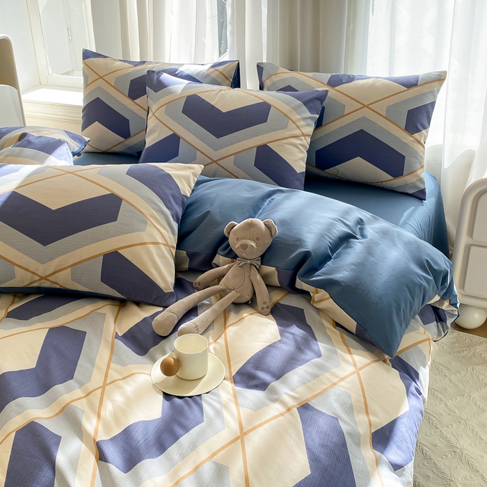 91家纺网 家纺一手货源 找家纺 宜家坊 2025早春新品全棉纯棉喷气13070小清新印花纯棉四件套-风格二 克洛伊