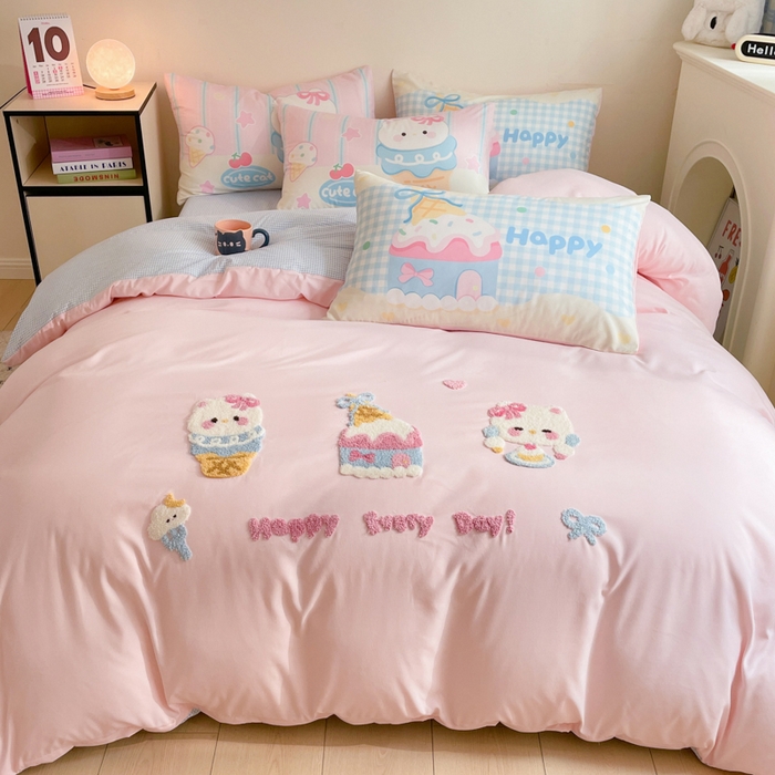 91家纺网 家纺一手货源 找家纺 沐慕 2025新款大版印加绣款四件套 蛋糕kt