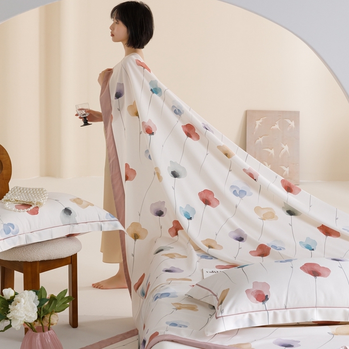 91家纺网 家纺一手货源 找家纺 舒慕 2025新款天丝竹纤维凉席三件套 初语