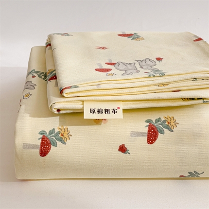 名兮家居2025新款卡通简约时尚全棉老粗布床单 花兔兔