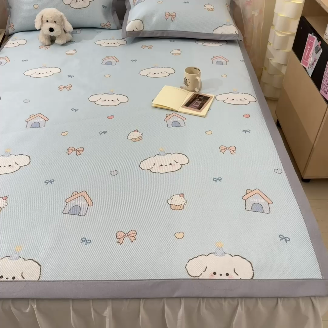 91家纺网 家纺一手货源 找家纺 川悦生活 2025新款数码印花冰藤席 奶屋小汪