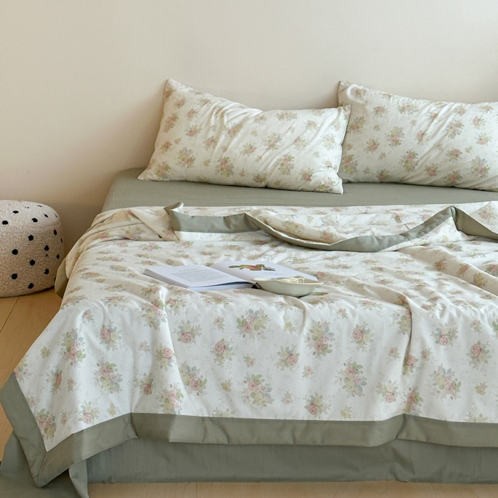 91家纺网 家纺一手货源 找家纺 大彩家居 2025新款全棉有氧水洗纱布夏被夏凉被 花溪