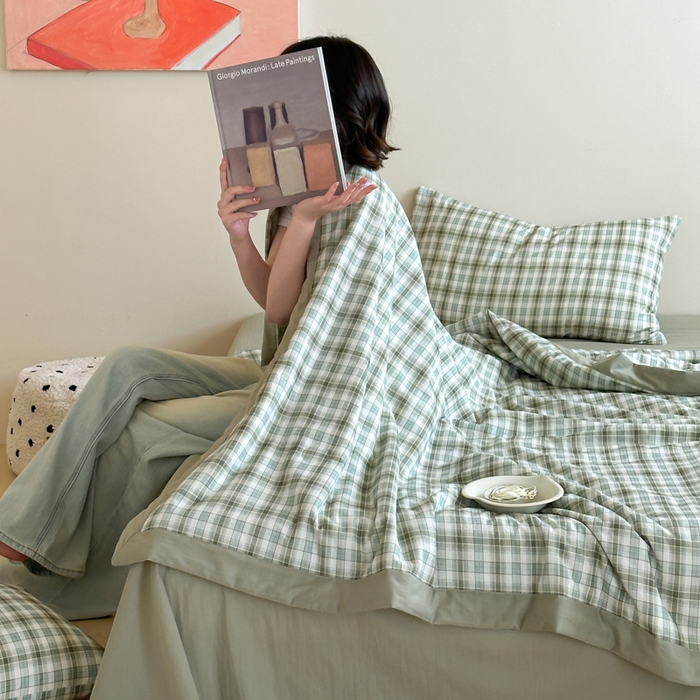 91家纺网 家纺一手货源 找家纺 大彩家居 2025新款全棉有氧水洗纱布夏被夏凉被 格调