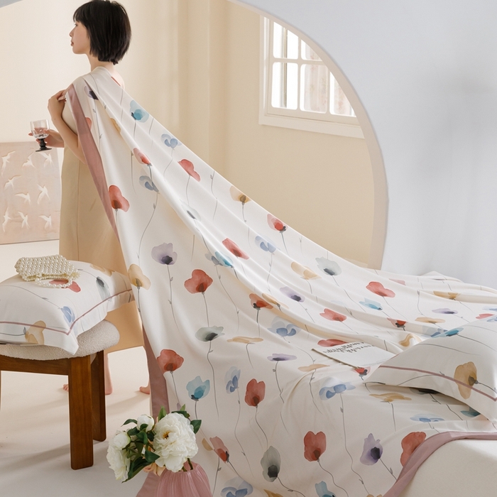 91家纺网 家纺一手货源 找家纺 舒慕 2025新款天丝竹纤维凉席三件套 初语