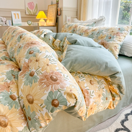 91家纺网 家纺一手货源 找家纺 (总) 清雅福 2025春夏新品全棉13372印花系列四件套