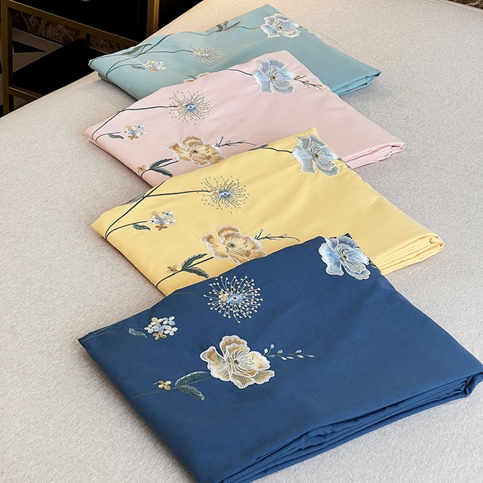 91家纺网 家纺一手货源 找家纺 梵克保罗 2025直播热卖长绒棉刺绣花边四件套-烟雨花都 组合图