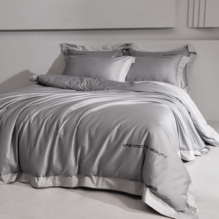 91家纺网 家纺一手货源 找家纺 （总）米奈家居 2025新款贴边拼角100支新疆长绒棉四件套-诺拉