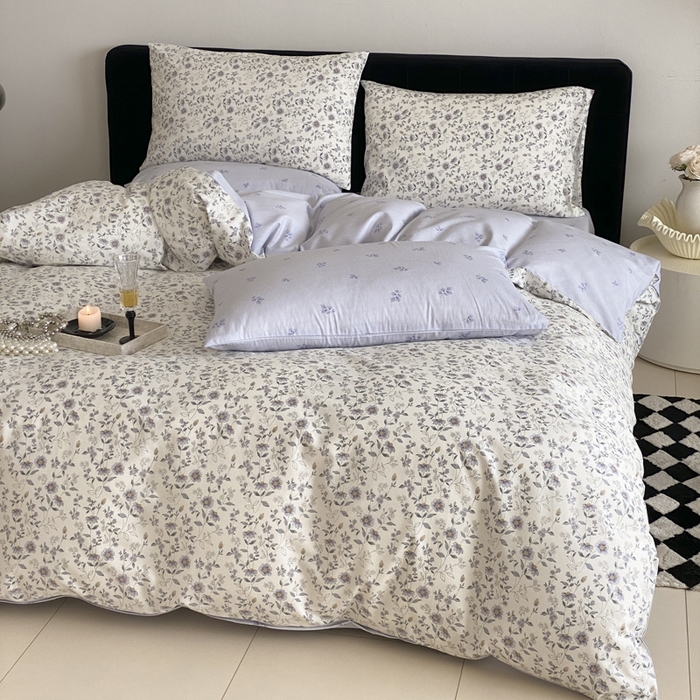 91家纺网 家纺一手货源 找家纺 宜家坊 2025开春新品全棉喷气13070小清新印花纯棉全棉四件套-风格一 芷兰