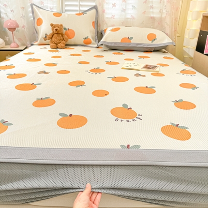 91家纺网 家纺一手货源 找家纺 （总）2025新款小清新数码印花床笠款冰藤席