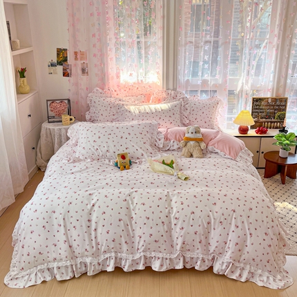 喜梦缘家纺 2025A类公主风云柔棉工艺款四件套 星芒玫瑰庭