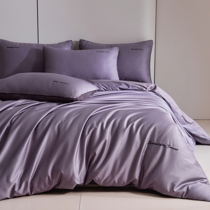 米奈家居 2025新款《利昂》麻绳镶嵌100支新疆长绒棉纯棉四件套 豆蔻紫