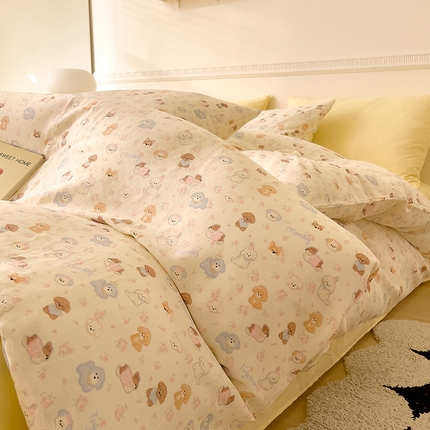 DoDo 兜兜 2025新款全棉双层纱印花四件套（可定做尺寸） 彩色小狗