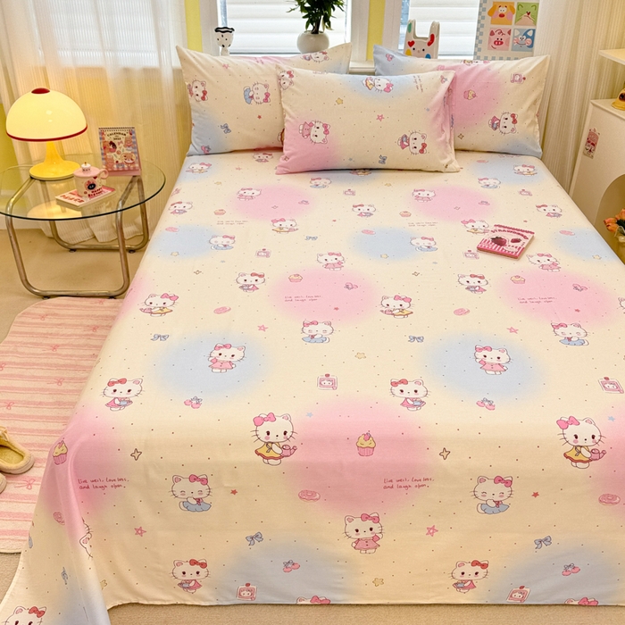 91家纺网 家纺一手货源 找家纺 吉象家纺 2025新款高支密全棉印花单品系列-单床单 甜喵