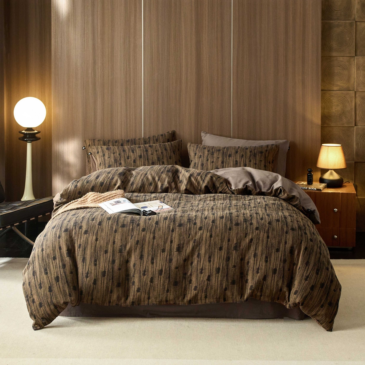 91家纺网 家纺一手货源 找家纺 安莱生活 2025年全棉色织人字纹提花三系列四件套 米兰迪-咖