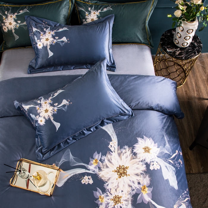 91家纺网 家纺一手货源 找家纺 梵克保罗 2025春夏新款天丝数码大版印花四件套 艾尼梦-兰