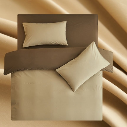 2025新款全棉13372水洗棉双拼四件套（影棚暗光） 40驼+40暖木棕
