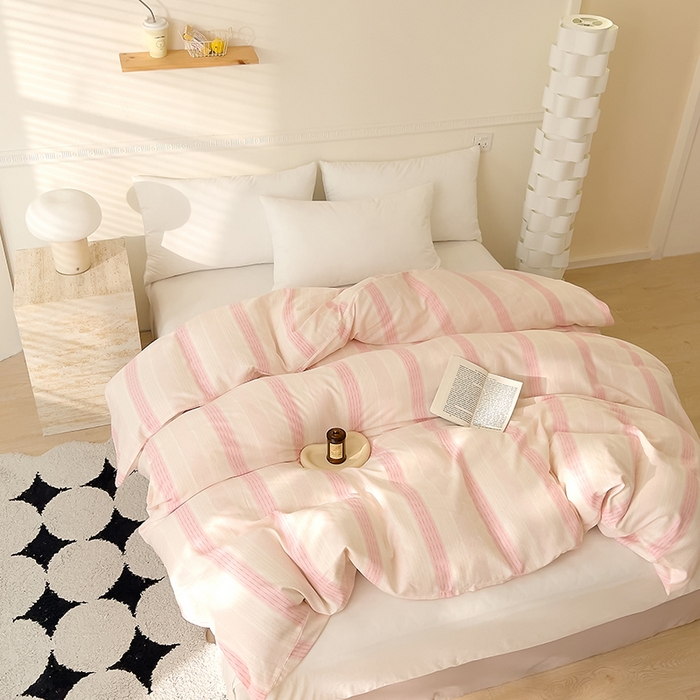 91家纺网 家纺一手货源 找家纺 DoDo 兜兜 2026新款全棉双层纱印花单被套（可定做尺寸） 律动-粉