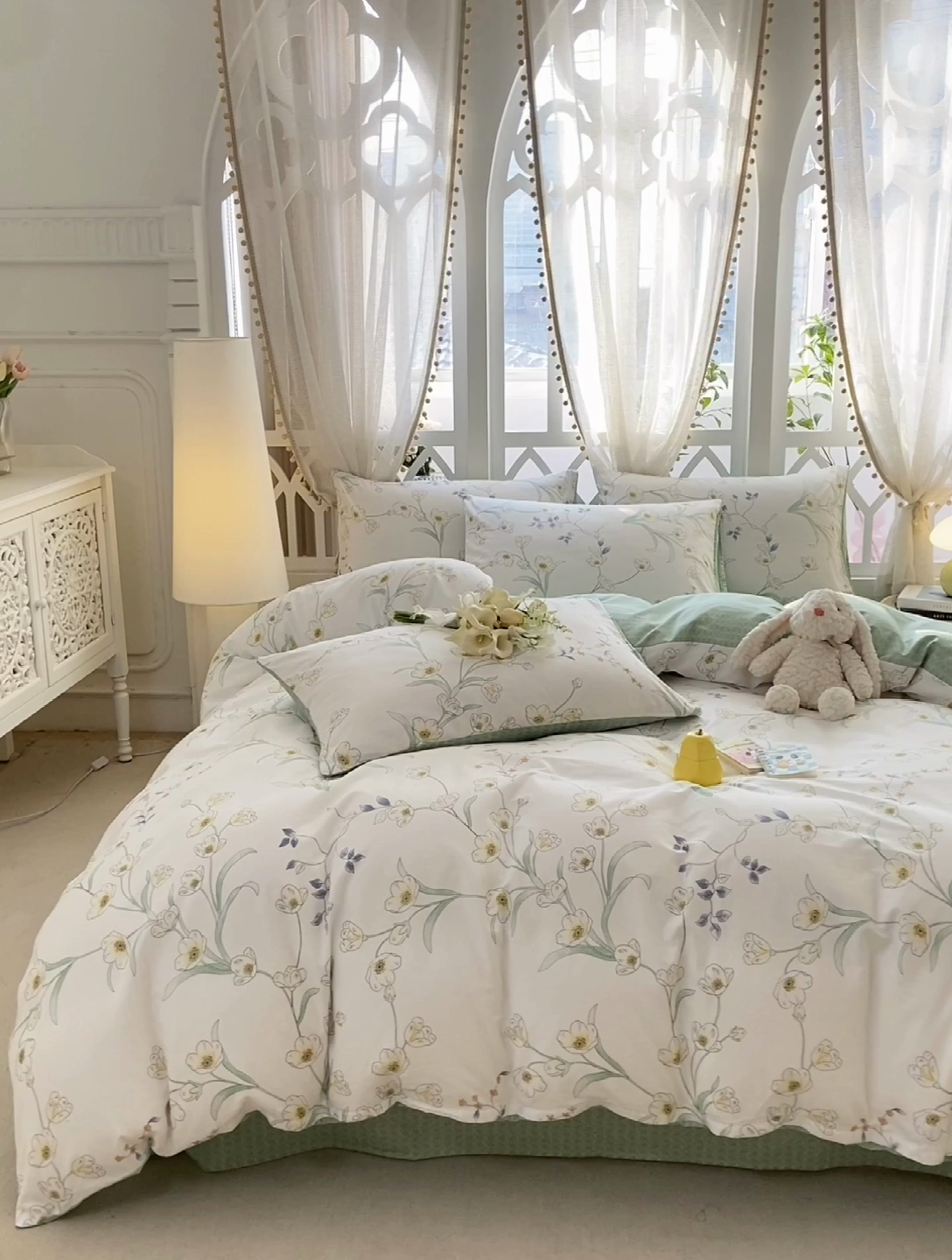 91家纺网 家纺一手货源 找家纺 宜家坊 2025早春新品全棉纯棉喷气13070小清新印花纯棉四件套-风格二 沁园春
