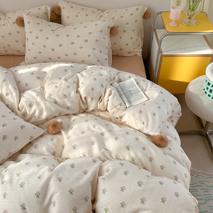 91家纺网 家纺一手货源 找家纺 金爱家 2025新款亲肤舒适纯棉双层纱四件套 双层纱-萌犬日记