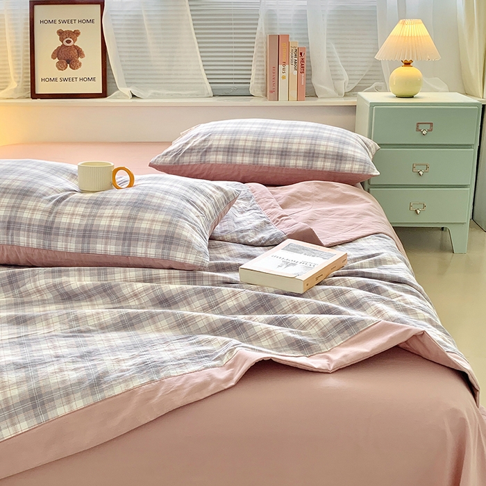 91家纺网 家纺一手货源 找家纺 水洗的故事 2025新款全棉色织水洗棉棉花夏被被子被芯 南风格