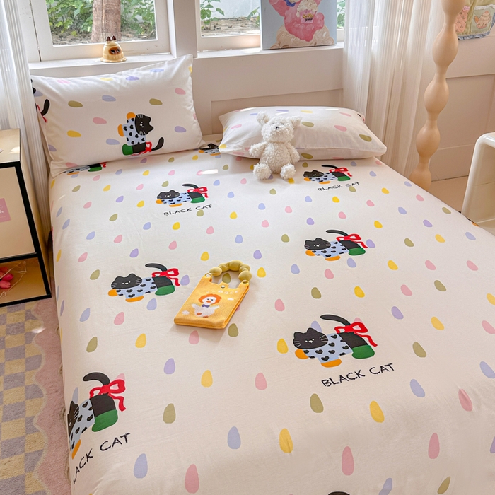 91家纺网 家纺一手货源 找家纺 吉象家纺 2025新款高支密全棉印花单品系列-单床单 靴子猫