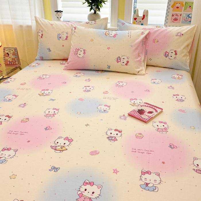 91家纺网 家纺一手货源 找家纺 吉象家纺 2025新款高支密全棉印花单品系列-单床单 甜喵