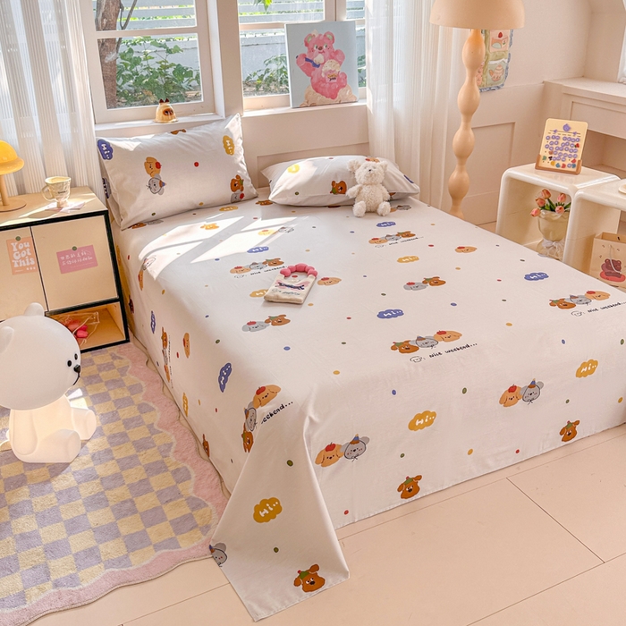 91家纺网 家纺一手货源 找家纺 吉象家纺 2025新款高支密全棉印花单品系列-单床单 快乐周末