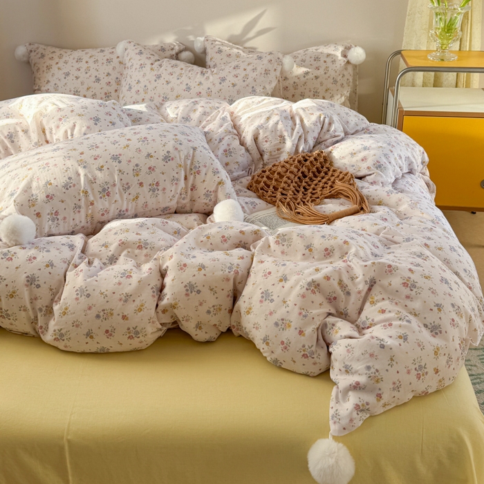 91家纺网 家纺一手货源 找家纺 金爱家 2025新款亲肤舒适纯棉双层纱四件套 双层纱-花韵