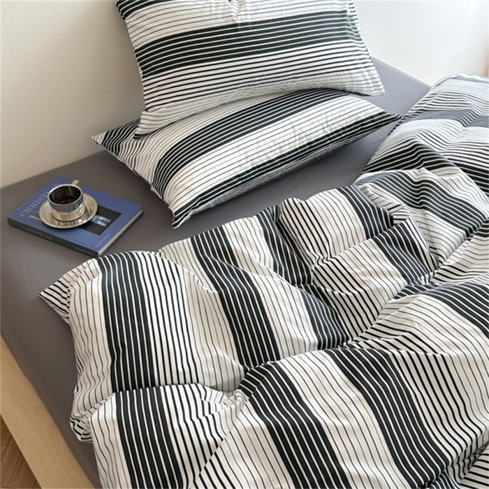 91家纺网 家纺一手货源 找家纺 金丝鸟家纺 2025新款全棉斜纹印花条纹系列四件套及单品 数往