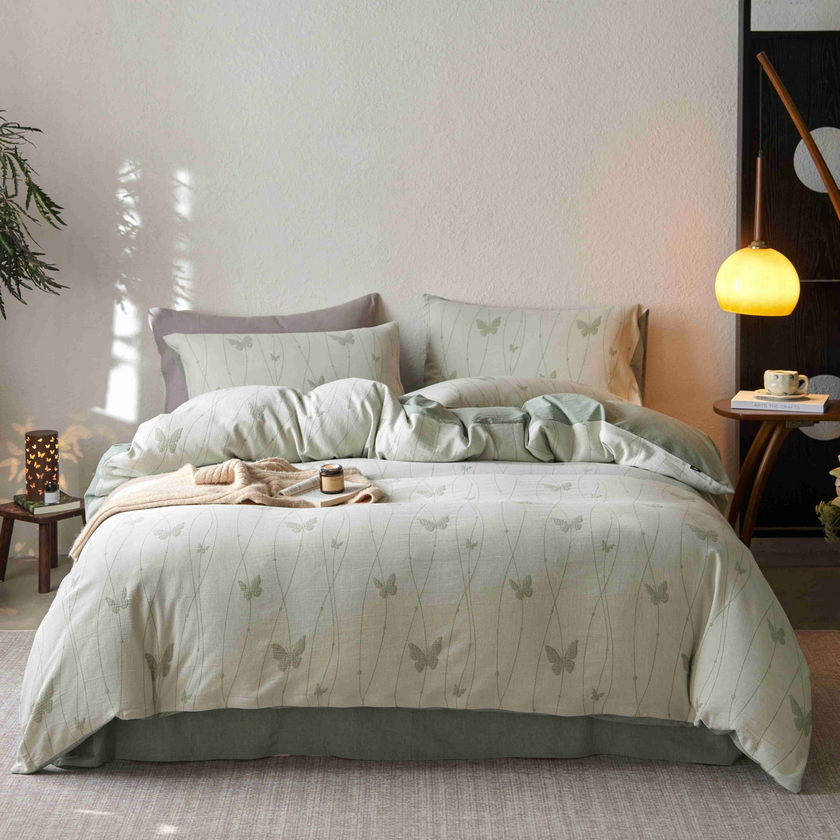 91家纺网 家纺一手货源 找家纺 （总）安莱生活 2025新款60s双层纱色织大提花蝶舞翩翩四件套系列