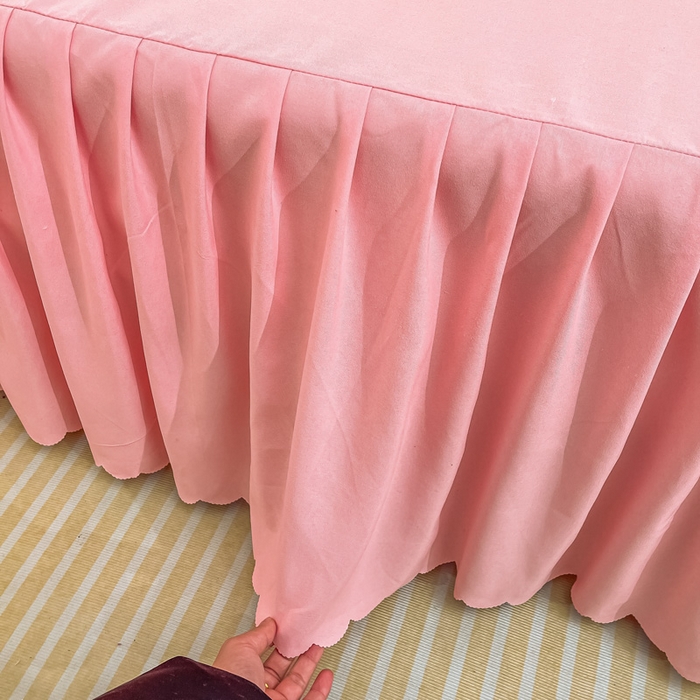91家纺网 家纺一手货源 找家纺 莎臣豹 2025水洗磨毛纯色单品床裙可配二三件套 纯纯公主粉