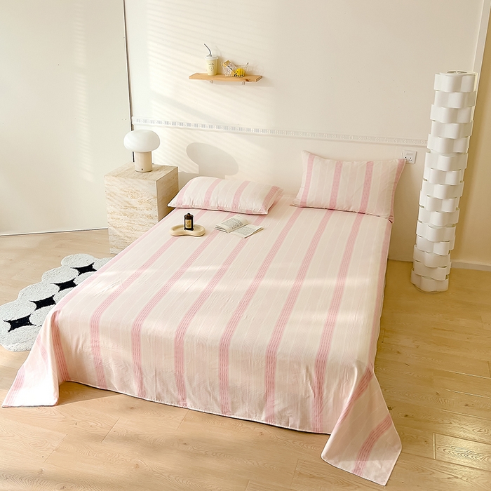 91家纺网 家纺一手货源 找家纺 DoDo 兜兜 2026新款全棉双层纱印花单床单（可定做尺寸） 律动-粉