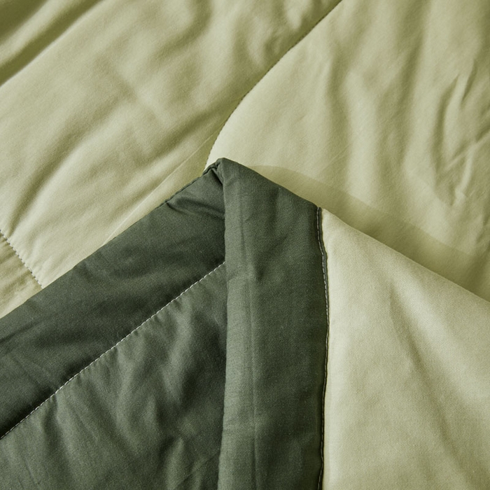 91家纺网 家纺一手货源 找家纺 熙宴家纺 2025新款纯色里外全棉夏被四件套 果绿+墨绿
