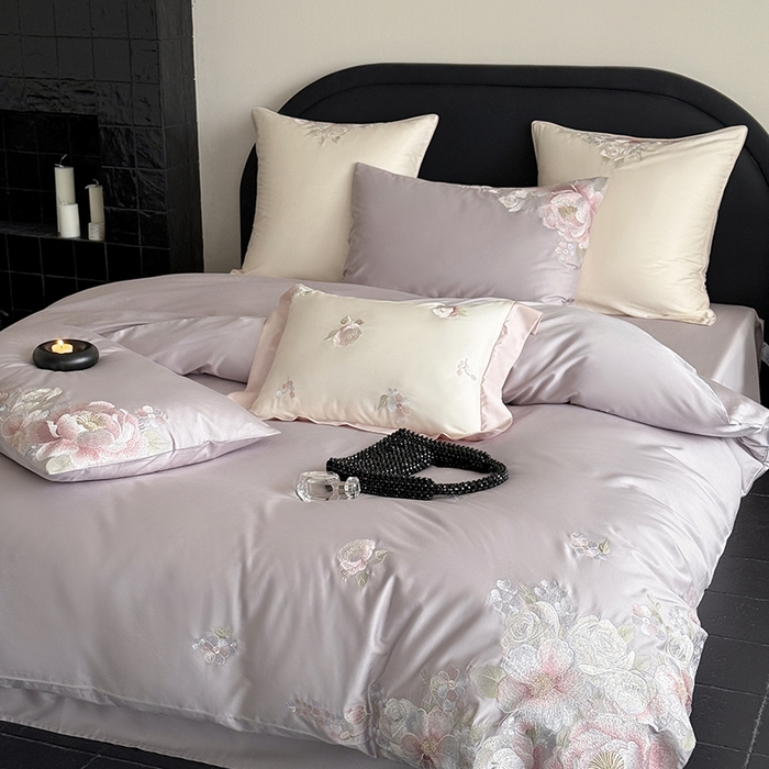 91家纺网 家纺一手货源 找家纺 鹿班家居 2025春夏款100S长绒棉精密刺绣-甜郁季风【标准会员-20元】 甜郁季风-紫色