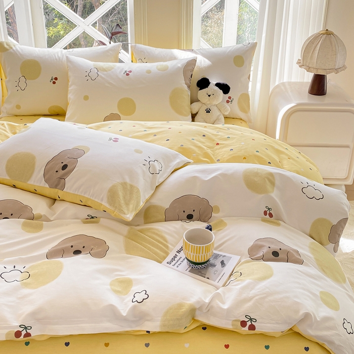 91家纺网 家纺一手货源 找家纺 宜家坊 2025早春新品全棉纯棉喷气13070小清新印花纯棉四件套-风格二 海盐幻想