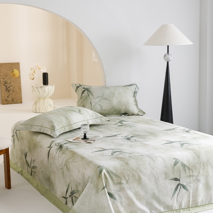 91家纺网 家纺一手货源 找家纺 舒慕 2025新款天丝竹纤维凉席三件套 春晓-绿