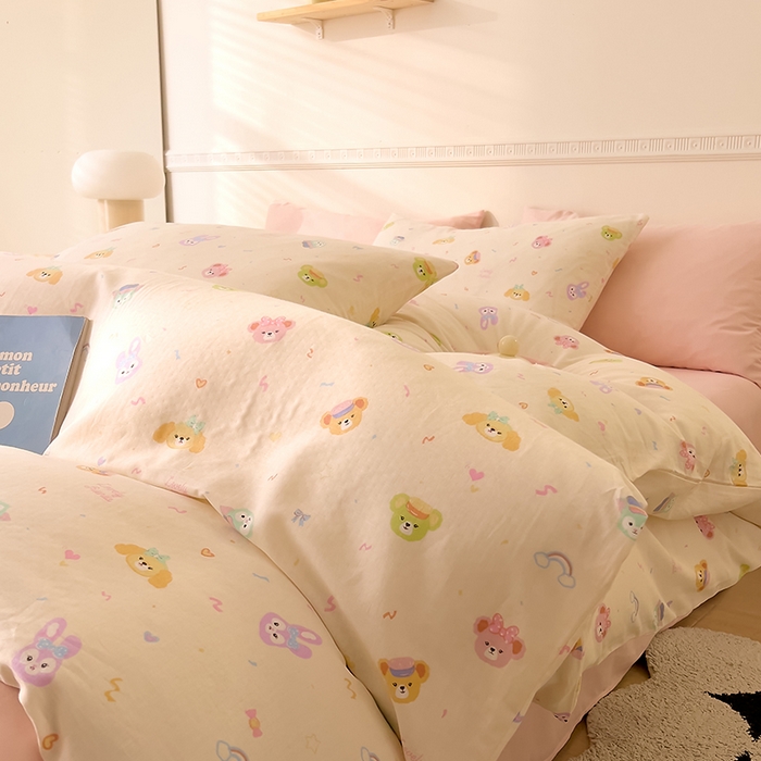 91家纺网 家纺一手货源 找家纺 DoDo 兜兜 2025新款全棉双层纱印花四件套（可定做尺寸） 梦想家