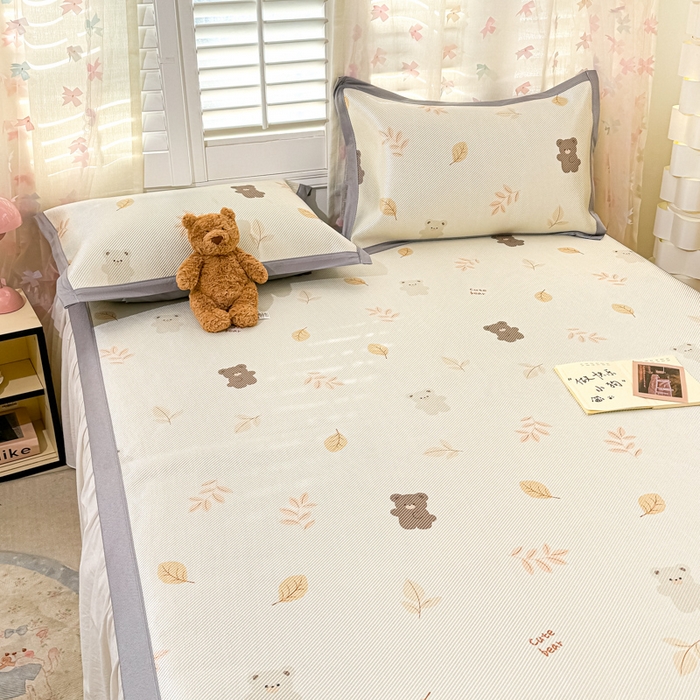 91家纺网 家纺一手货源 找家纺 川悦生活 2025新款数码印花冰藤席 小熊福