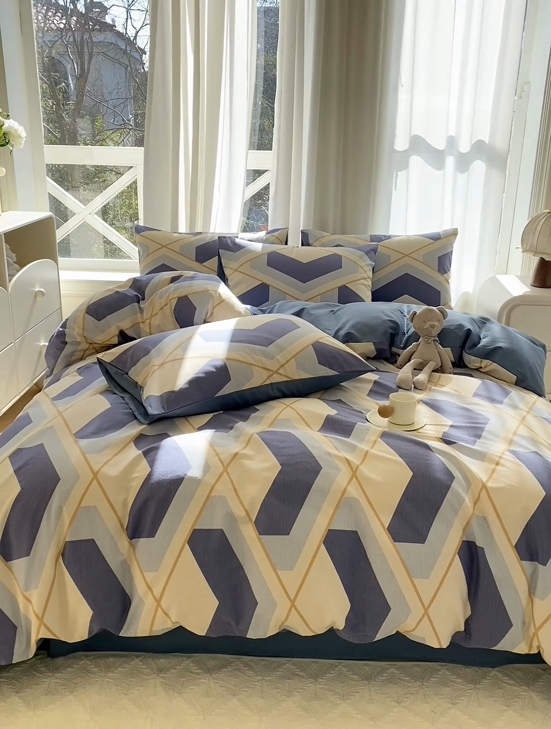 91家纺网 家纺一手货源 找家纺 宜家坊 2025早春新品全棉纯棉喷气13070小清新印花纯棉四件套-风格二 克洛伊