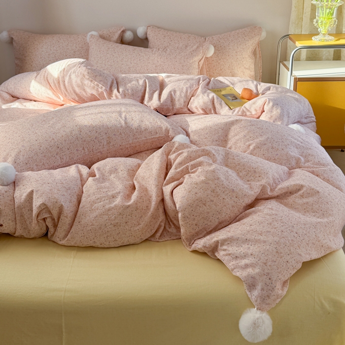 91家纺网 家纺一手货源 找家纺 金爱家 2025新款亲肤舒适纯棉双层纱四件套 双层纱-花未央