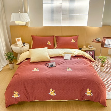 91家纺网 家纺一手货源 找家纺 （总）宜家坊 2025早春新品全棉纯棉喷气13070小清新印花纯棉四件套-风格二